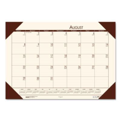 Ecotones Recycled Academic Desk Pad Calendar, 18.5 x 13, Cream Sheets, Brown Corners, 12-Month (Aug To July): 2025 To 2026