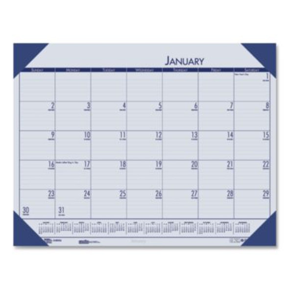 Ecotones Recycled Monthly Desk Pad Calendar, 22 x 17, Ocean Blue Sheets/Corners, Black Binding, 12-Month (Jan-Dec): 2026