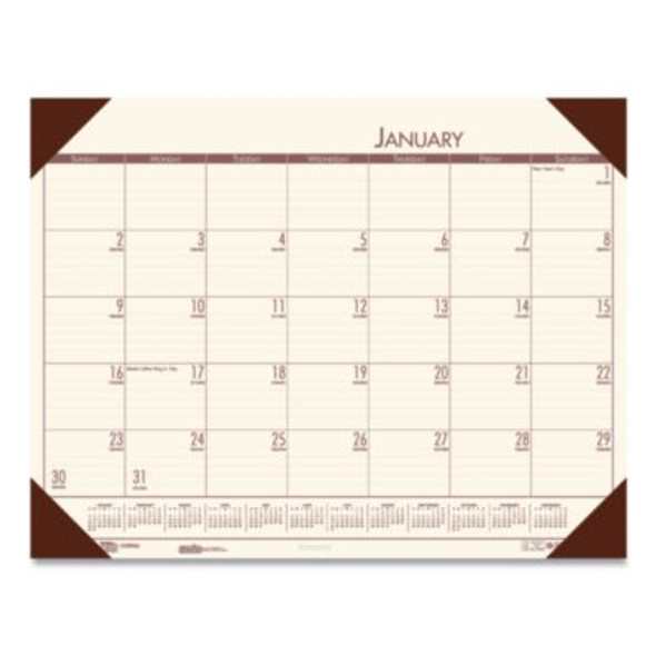 Ecotones Recycled Monthly Desk Pad Calendar, 22 x 17, Moonlight Cream Sheets, Brown Corners, 12-Month (Jan To Dec): 2026