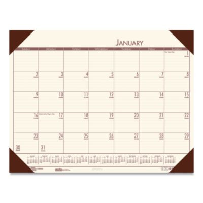 Ecotones Recycled Monthly Desk Pad Calendar, 22 x 17, Moonlight Cream Sheets, Brown Corners, 12-Month (Jan To Dec): 2026