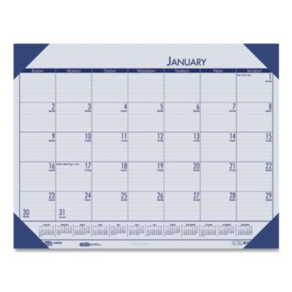 Ecotones Recycled Monthly Desk Pad Calendar, 18.5 x 13, Ocean Blue Sheets/Corners, Black Binding, 12-Month (Jan To Dec): 2026