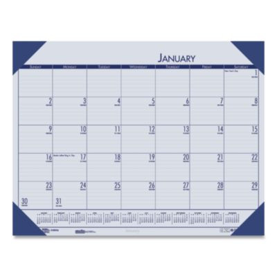 Ecotones Recycled Monthly Desk Pad Calendar, 18.5 x 13, Ocean Blue Sheets/Corners, Black Binding, 12-Month (Jan To Dec): 2026
