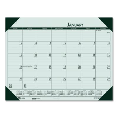 Ecotones Recycled Monthly Desk Pad Calendar, 22 x 17, Green-Tint/Woodland Green Sheets/Corners, 12-Month (Jan To Dec): 2026