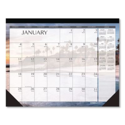 Recycled Earthscapes Desk Pad Calendar, Seascapes Photography, 18.5 x 13, Black Binding/Corners,12-Month (Jan To Dec): 2026