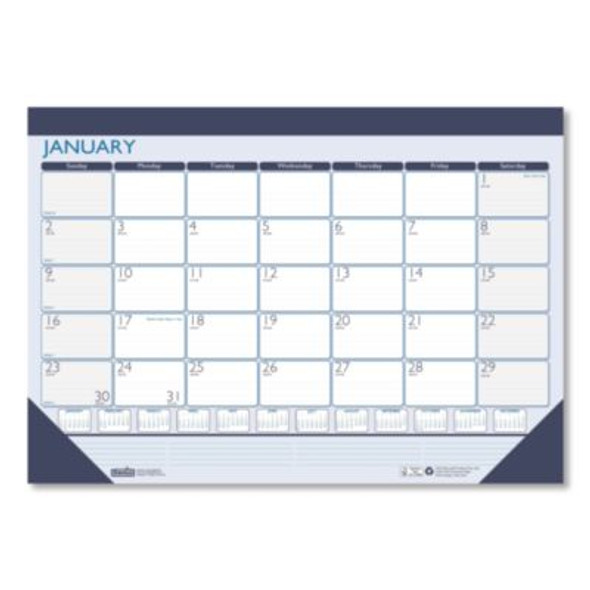 Recycled Contempo Desk Pad Calendar, 18.5 x 13, White/Blue Sheets, Blue Binding, Blue Corners, 12-Month (Jan To Dec): 2026