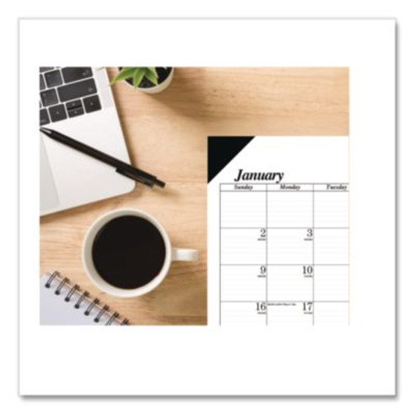 Recycled Academic Desk Pad Calendar, 18.5 x 13, White/Blue Sheets, Blue Binding/Corners, 14-Month: July 2025 To Aug 2026