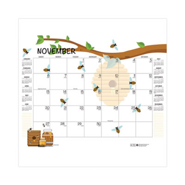 Academic Year Recycled Honeycomb Desk Pad Calendar, 22 x 17, White/Multicolor Sheets, 12-Month (Aug To July): 2025 To 2026