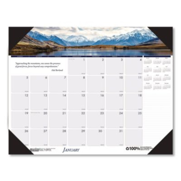 Earthscapes Recycled Monthly Desk Pad Calendar, Mountains Of The World Photos, 22 x 17, Black Corners,12-Month(Jan-Dec): 2026
