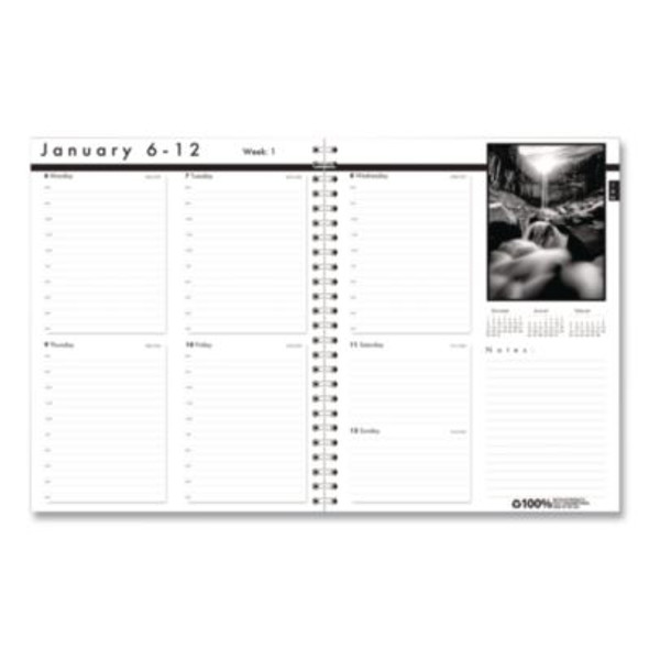 Black-On-White Photo Weekly Appointment Book, Landscape Photography, 11 x 8.5, Black Cover, 12-Month (Jan To Dec): 2026
