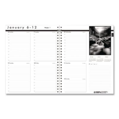 Black-On-White Photo Weekly Appointment Book, Landscape Photography, 11 x 8.5, Black Cover, 12-Month (Jan To Dec): 2026