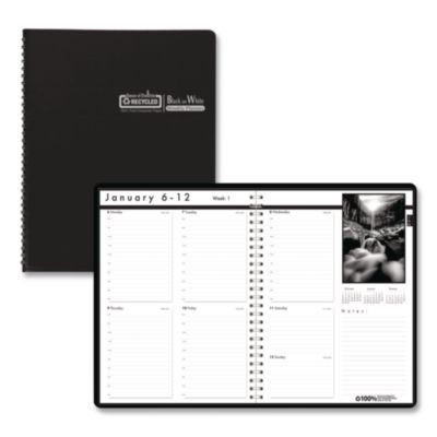 Black-On-White Photo Weekly Appointment Book, Landscape Photography, 11 x 8.5, Black Cover, 12-Month (Jan To Dec): 2026