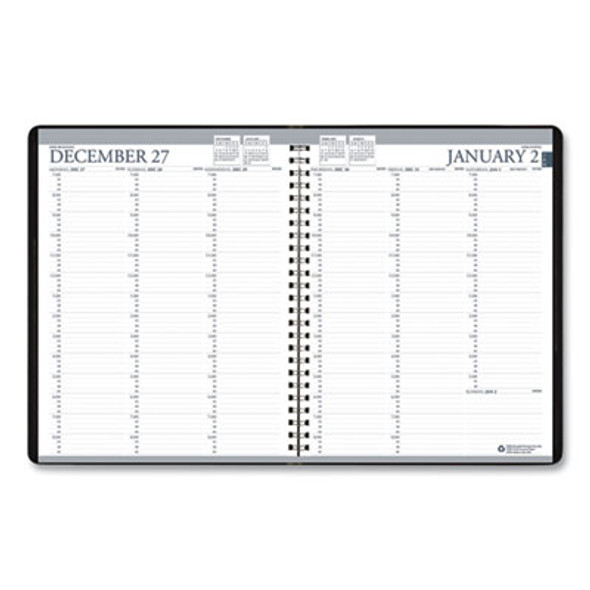 Recycled Professional Weekly Planner, 15-Minute Appts, 11 x 8.5, Black Wirebound Soft Cover, 12-Month (Jan To Dec): 2026