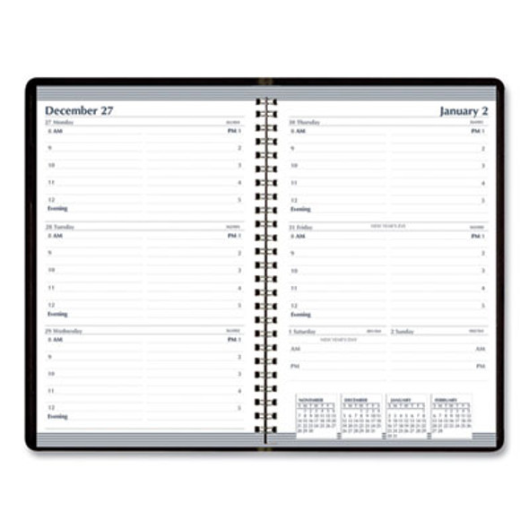 Recycled Weekly Appointment Book, 8 x 5, Black Cover, 12-Month (Jan To Dec): 2026