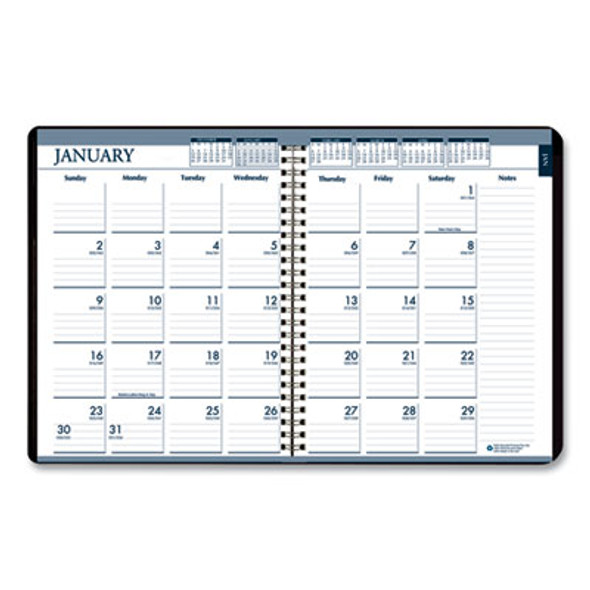 Recycled Monthly Weekly 7 Day Planner, 8.75 x 6.88, Black Cover, 12-Month (Jan To Dec): 2026