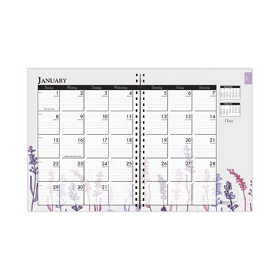 Recycled Wildflower Weekly/Monthly Planner, Wildflower Artwork, 11 x 8.5, Gray/White/Purple Cover, 12-Month (Jan-Dec): 2026