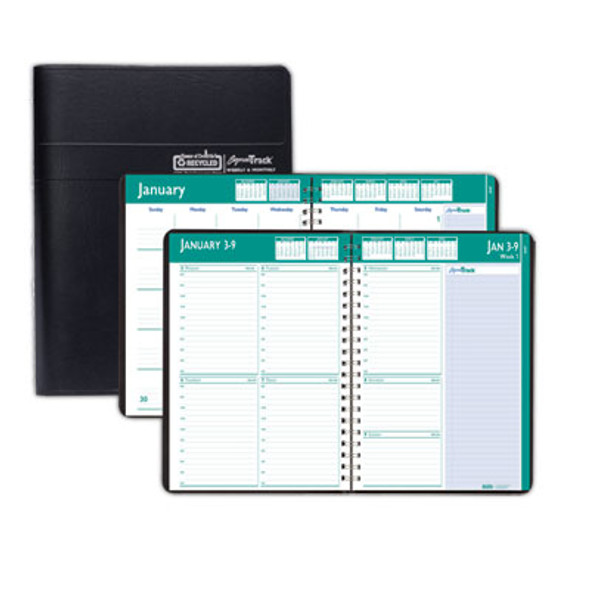 Express Track Recycled Weekly Appointment Book/Monthly Planner, 11 x 8.5, Black Cover, 13-Month: Jan 2026 To Jan 2027