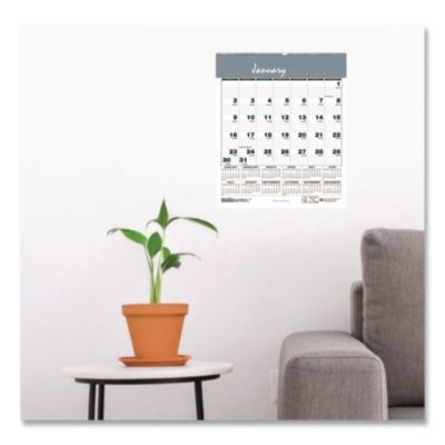 Bar Harbor Recycled Wirebound Monthly Wall Calendar, 6 x 7, White/Blue/Gray Sheets, 12-Month (Jan-Dec): 2026