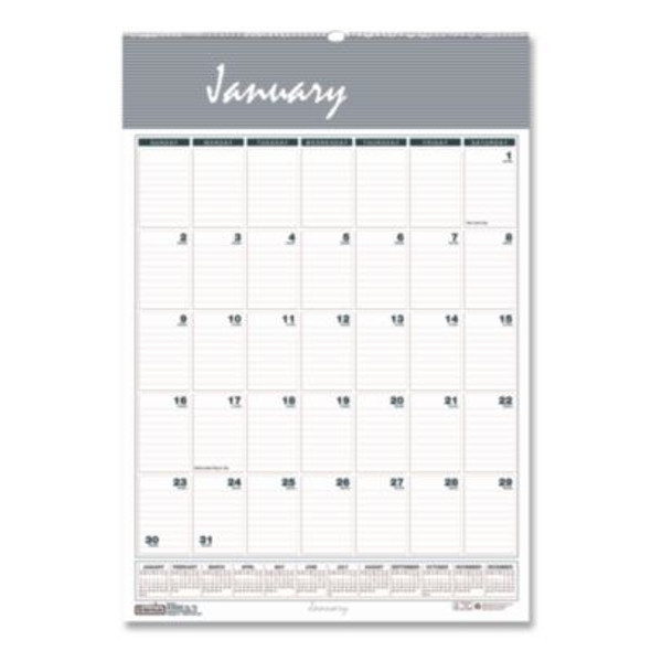 Bar Harbor Recycled Wirebound Monthly Wall Calendar, 15.5 x 22, White/Blue/Gray Sheets, 12-Month (Jan-Dec): 2026