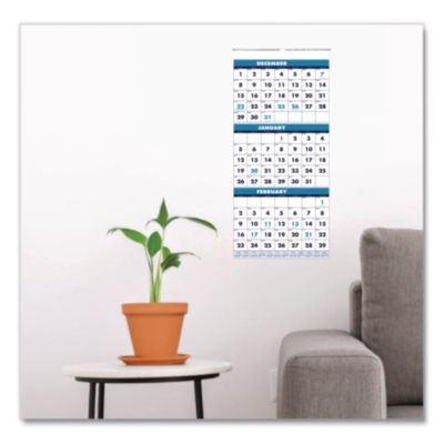 Recycled Three-Month Format Wall Calendar, Vertical Orientation, 8 x 17, White Sheets, 14-Month: Dec 2025 To Jan 2027