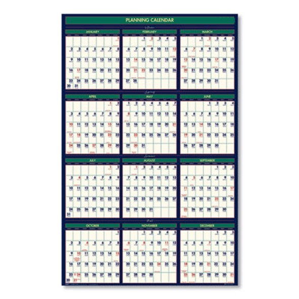Four Seasons Business/Academic Recycled Wall Calendar, 24 x 37, 12-Month (July-June): 2025-2026, 12-Month (Jan To Dec): 2026
