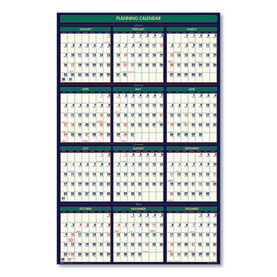 Four Seasons Business/Academic Recycled Wall Calendar, 24 x 37, 12-Month (July-June): 2025-2026, 12-Month (Jan To Dec): 2026