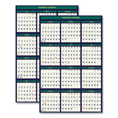 Four Season Erasable Business/Academic Recycled Wall Calendar, 24 x 37, 12-Month(July-June): 2025-26, 12-Month(Jan-Dec): 2026