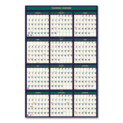 Four Season Erasable Business/Academic Recycled Wall Calendar, 24 x 37, 12-Month(July-June): 2025-26, 12-Month(Jan-Dec): 2026