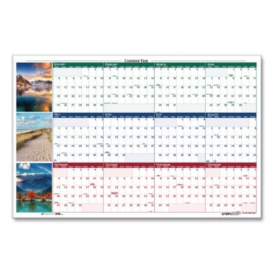 Earthscapes Recycled Reversible/Erasable Yearly Wall Calendar, Nature Photos, 24 x 37, White Sheets, 12-Month (Jan-Dec): 2026