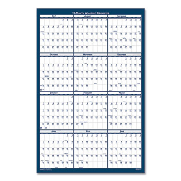 Academic Year Recycled Poster Style Reversible/Erasable Yearly Wall Calendar, 24 x 37, 12-Month (July To June): 2025 To 2026