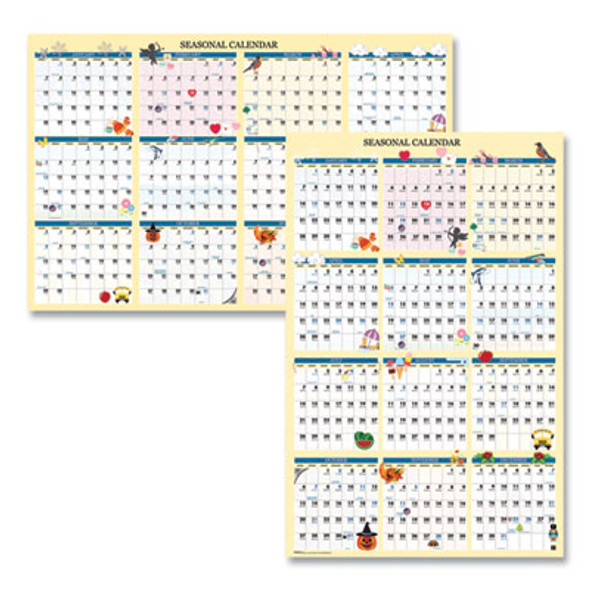 Recycled Seasonal Laminated Wall Calendar, Illustrated Seasons Artwork, 24 x 37, 12-Month (Jan To Dec): 2026