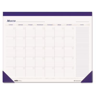 Recycled Nondated Desk Pad Calendar, 22 X 17, White/Blue Sheets, Blue Binding, Blue Corners, 12-Month (Jan To Dec): Undated