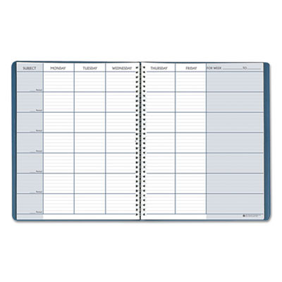 Recycled Teacher's Planner, Weekly, 7 Classes, Blue Cover, 11 x 8.5 Sheets, 45-Week Span
