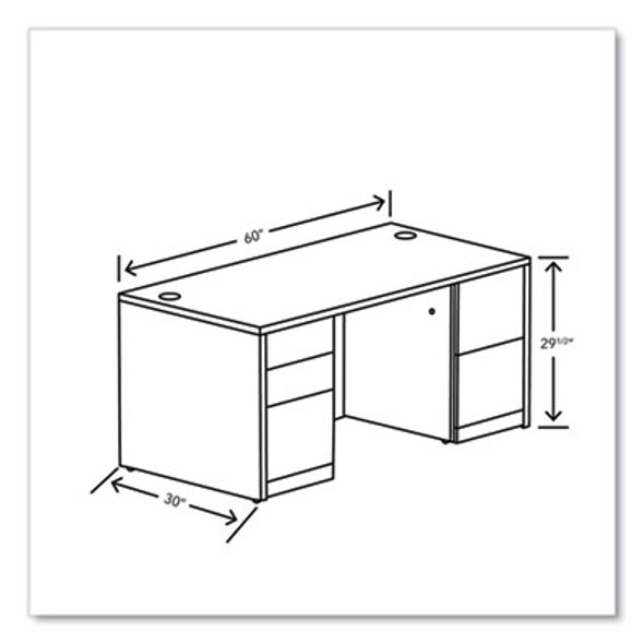 10500 Series Double Pedestal Desk With Full Pedestals, 60" x 30" x 29.5", Pinnacle