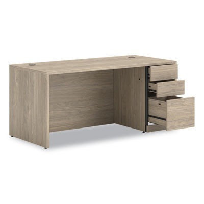 10500 Series Single Pedestal Desk, Right Pedestal: Box/Box/File, 66" x 30" x 29.5", Kingswood Walnut