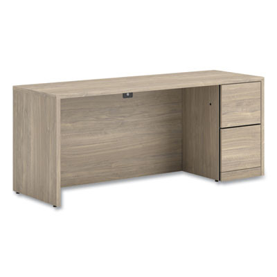 10500 Series Full-Height Right Pedestal Credenza, 72w x 24w x 29.5h, Kingswood Walnut