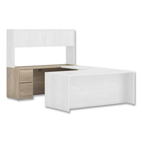 10500 Series Full-Height Left Pedestal Credenza, 72w x 24w x 29.5h, Kingswood Walnut