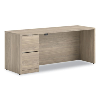 10500 Series Full-Height Left Pedestal Credenza, 72w x 24w x 29.5h, Kingswood Walnut