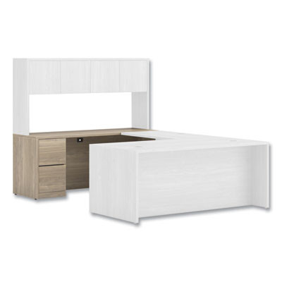 10500 Series Full-Height Left Pedestal Credenza, 72w x 24w x 29.5h, Kingswood Walnut