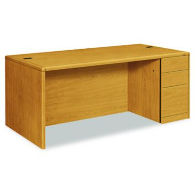10700 Series Single Pedestal Desk With Full-Height Pedestal On Right, 72" X 36" X 29.5", Harvest