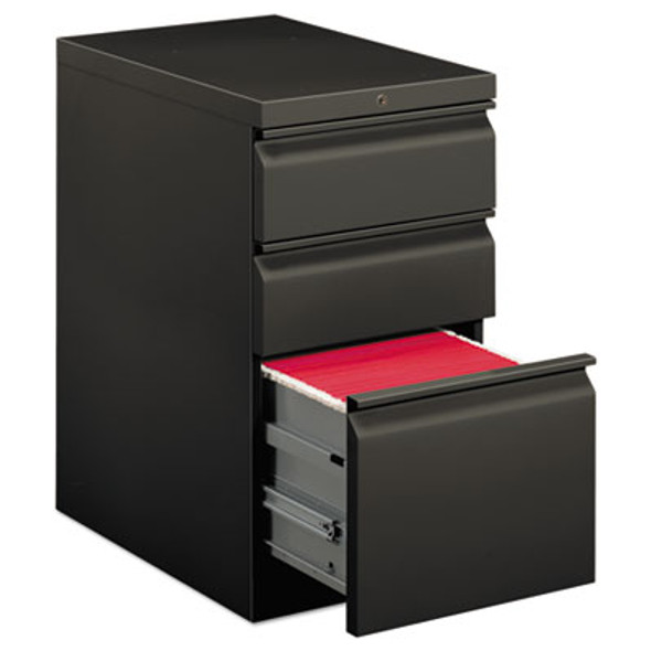 Brigade Mobile Pedestal With Pencil Tray Insert, Left/Right, 3-Drawers: Box/Box/File, Letter, Charcoal, 15" X 22.88" X 28"