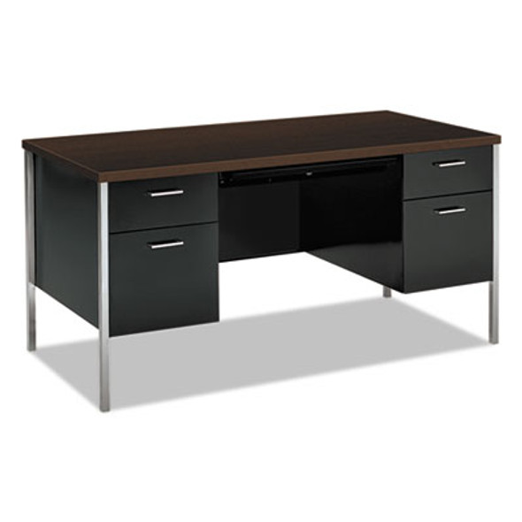 34000 Series Double Pedestal Desk, 60" X 30" X 29.5", Mocha/Black