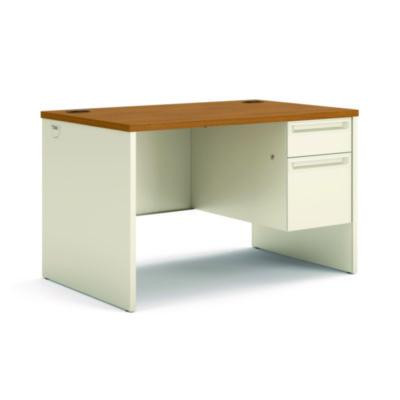 38000 Series Right Pedestal Desk, 48" X 30" X 29.5", Harvest/Putty