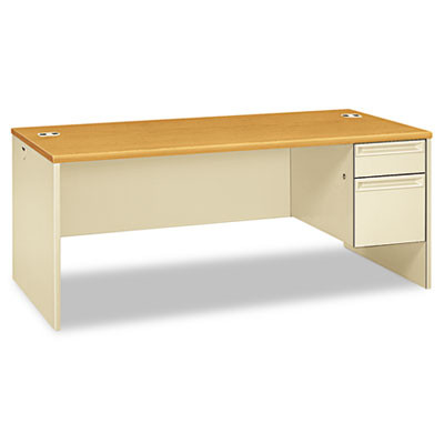 38000 Series Right Pedestal Desk, 72" X 36" X 29.5", Harvest/Putty