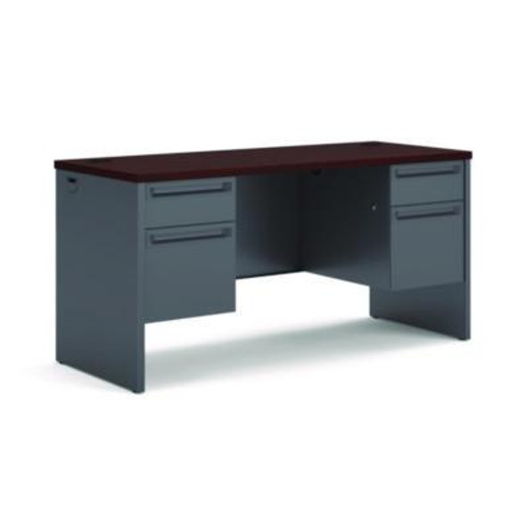 38000 Series Kneespace Credenza, 60w X 24d X 29.5h, Mahogany/Charcoal