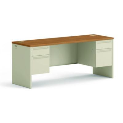 38000 Series Kneespace Credenza, 72w X 24d X 29.5h, Harvest/Putty