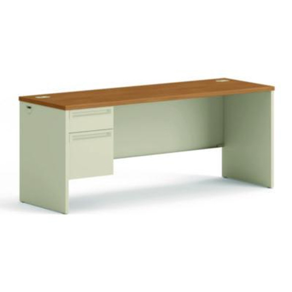 38000 Series Left Pedestal Credenza, 72w X 24d X 29.5h, Harvest/Putty