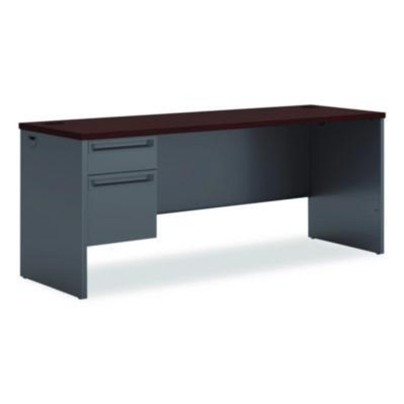 38000 Series Left Pedestal Credenza, 72w X 24d X 29.5h, Mahogany/Charcoal