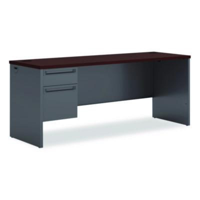 38000 Series Left Pedestal Credenza, 72w X 24d X 29.5h, Mahogany/Charcoal