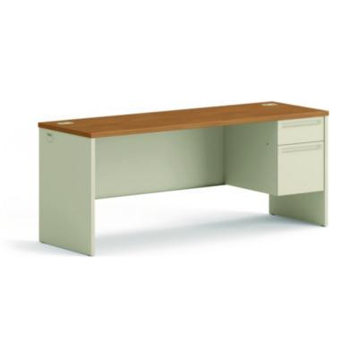 38000 Series Right Pedestal Credenza, 72w X 24d X 29.5h, Harvest/Putty