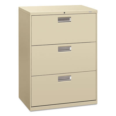 Brigade 600 Series Lateral File, 3 Legal/Letter-Size File Drawers, Putty, 30" X 18" X 39.13"